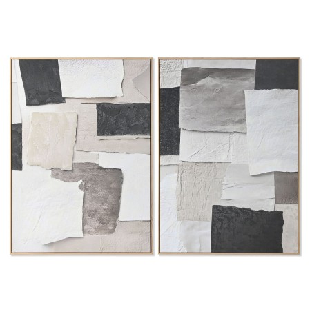Quadro Home ESPRIT Bianco Nero Beige Astratto 103 x 4,3 x 143 cm (2 Unità)