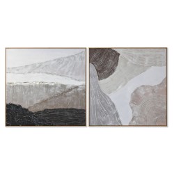Quadro Home ESPRIT Marrone Nero Beige Astratto 123 x 4,3 x 123 cm (2 Unità)