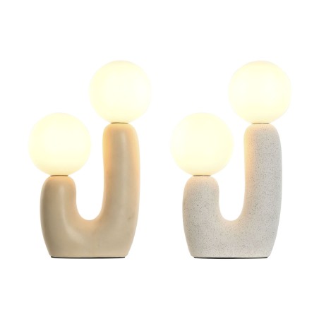 Lampada da tavolo Home ESPRIT Bianco Beige Ceramica Cristallo 220 V 20 x 11 x 31 cm (2 Unità)