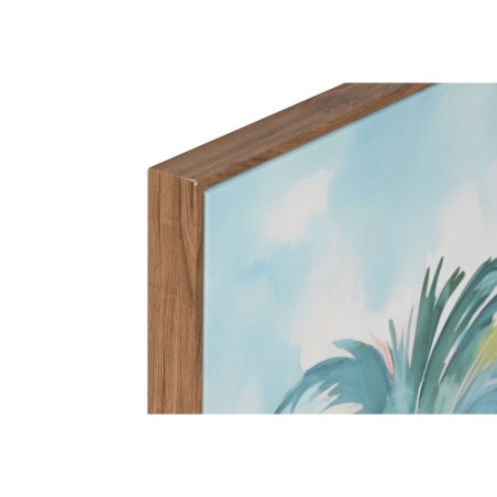 Quadro Home ESPRIT Azzurro Rosso Verde Blu cielo Palme Tropicale 80 x 3,5 x 80 cm (2 Unità)