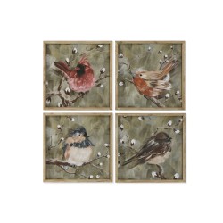 Quadro Home ESPRIT Verde Uccelli Shabby Chic 50 x 2 x 50 cm (4 Unità)