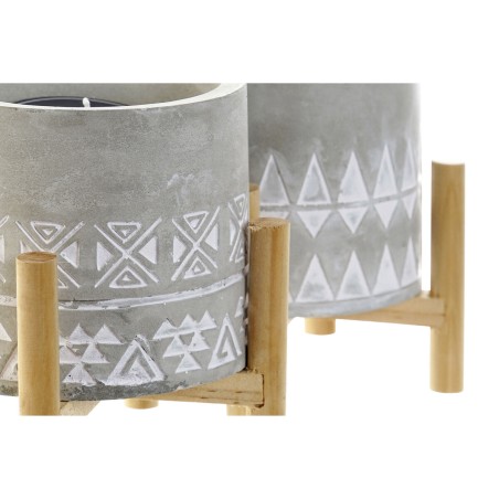 Candela DKD Home Decor Grigio Legno Marrone Cemento Alluminio Cera (10 x 10 x 12 cm) (2 Unità)
