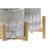 Candela DKD Home Decor Grigio Legno Marrone Cemento Alluminio Cera (10 x 10 x 12 cm) (2 Unità)