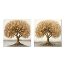 Quadro Home ESPRIT Dorato Albero Tradizionale 80 x 3 x 80 cm (2 Unità)