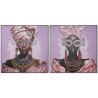 Quadro Home ESPRIT Malva Moderno Africana 102 x 4,5 x 102 cm (2 Unità)