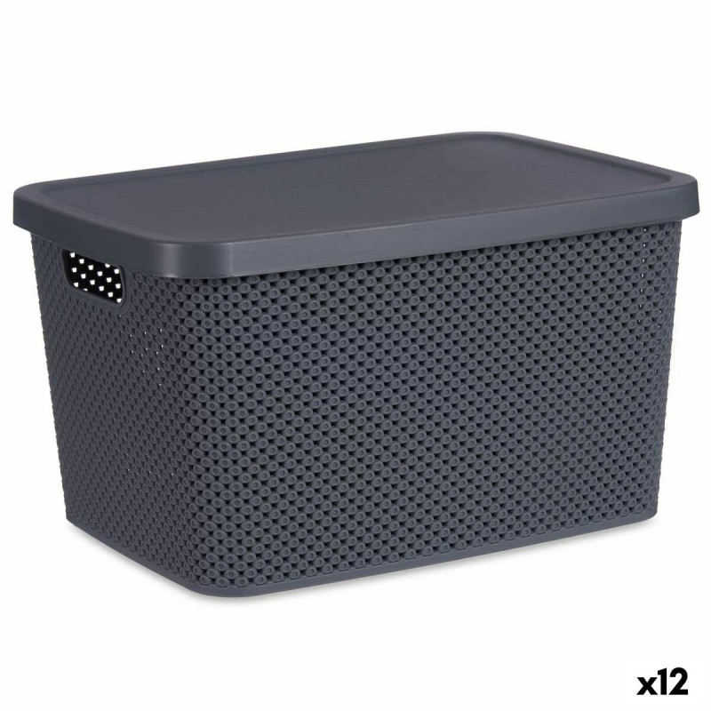 Scatola portaoggetti con coperchio Antracite Plastica 19 L 28 x 22 x 39 cm (12 Unità) Scatola portaoggetti con coperchio Antracite Plastica 19 L 28 x 22 x 39 cm (12 Unità)
