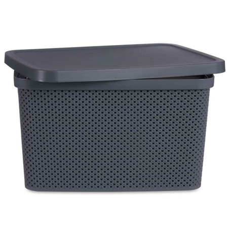 Scatola portaoggetti con coperchio Antracite Plastica 19 L 28 x 22 x 39 cm (12 Unità)