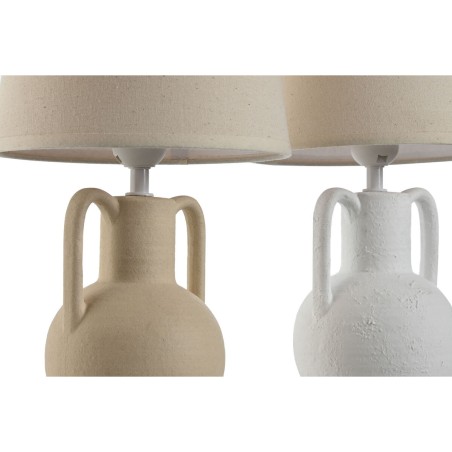 Lampada da tavolo Home ESPRIT Bianco Beige Ceramica 50 W 220 V (2 Unità)