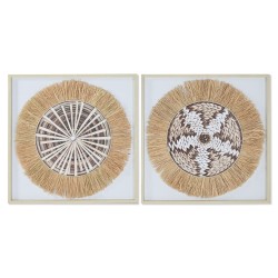 Tela Home ESPRIT Bianco Naturale Boho 60 x 3 x 60 cm (2 Unità)