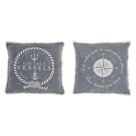 Cuscino DKD Home Decor Azzurro Bianco Frange Mediterraneo Marino 45 x 10 x 45 cm (2 Unità)