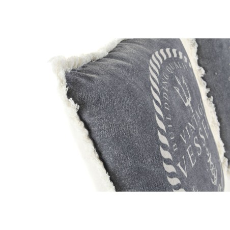 Cuscino DKD Home Decor Azzurro Bianco Frange Mediterraneo Marino 45 x 10 x 45 cm (2 Unità)