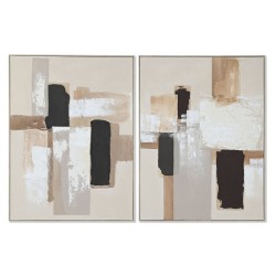 Quadro Home ESPRIT Bianco Nero Beige Astratto Moderno 92 x 3,8 x 122 cm 92 x 4 x 122 cm (2 Unità)
