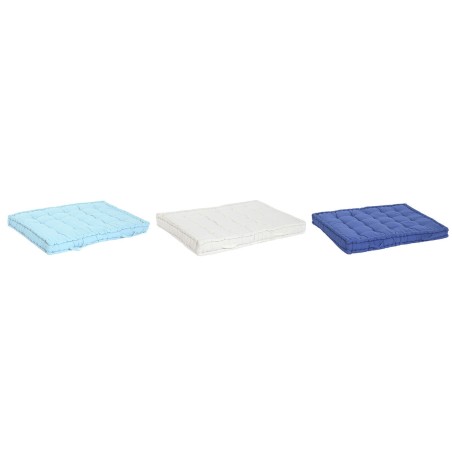 Cuscino da pavimento DKD Home Decor Azzurro Blu Marino Greige 110 x 78 x 12 cm (3 Unità)