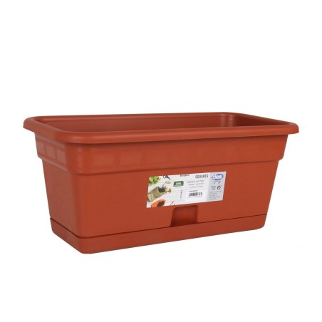 Vaso da Balcone con Piatto Dem Squares Rettangolare Marrone 40 x 20 cm (12 Unità)