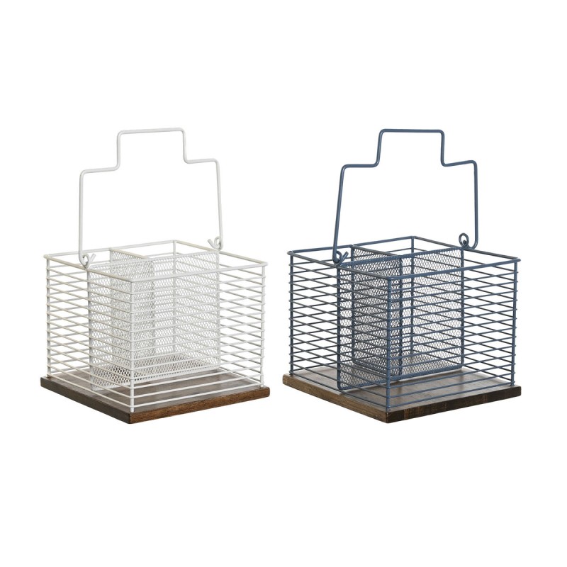 Cestello per posate DKD Home Decor Azzurro Bianco Metallo Legno d'albero della gomma 18 x 18 x 15 cm (2 Unità) Cestello per posate DKD Home Decor Azzurro Bianco Metallo Legno d'albero della gomma 18 x 18 x 15 cm (2 Unità)