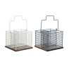 Cestello per posate DKD Home Decor Azzurro Bianco Metallo Legno d'albero della gomma 18 x 18 x 15 cm (2 Unità)
