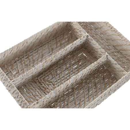Vassoio Portaposate Home ESPRIT Bianco Naturale Bambù 34 x 24 x 6 cm