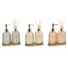 Set da Bagno Home ESPRIT Grigio Arancio Ambra Bambù Cristallo 3 Pezzi
