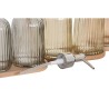 Set da Bagno Home ESPRIT Grigio Arancio Ambra Bambù Cristallo 3 Pezzi