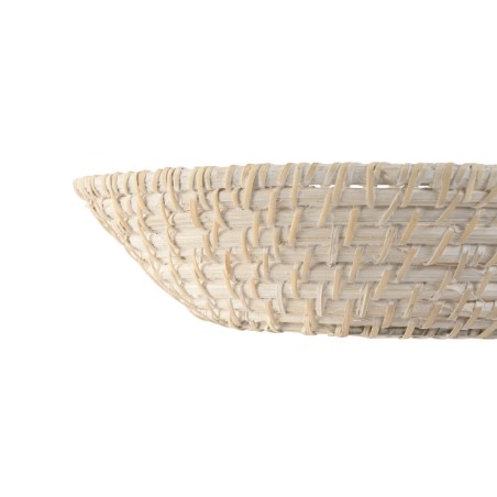 Centrotavola Home ESPRIT Bianco Naturale Bambù Rattan 35 x 35 x 8 cm (2 Pezzi)
