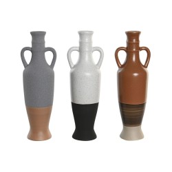 Vaso DKD Home Decor Bianco Grigio Terracotta Porcellana 9,6 x 9 x 28,6 cm 9,6 x 9 x 29 cm (3 Unità)