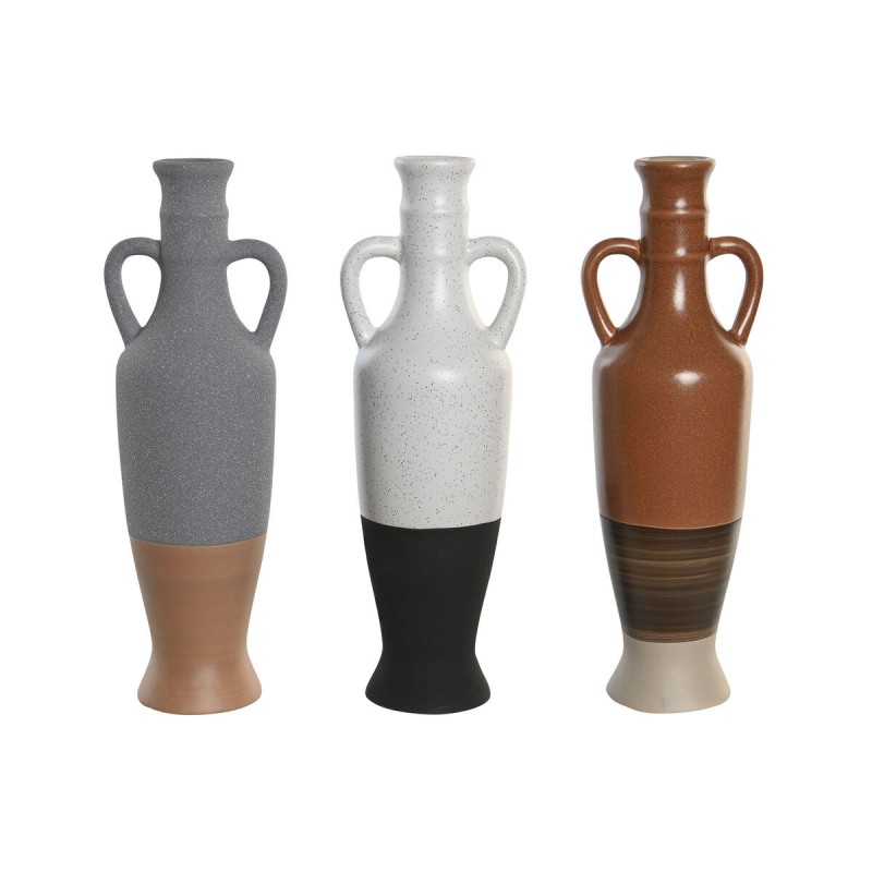 Vaso DKD Home Decor Bianco Grigio Terracotta Porcellana 9,6 x 9 x 28,6 cm 9,6 x 9 x 29 cm (3 Unità) Vaso DKD Home Decor Bianco Grigio Terracotta Porcellana 9,6 x 9 x 28,6 cm 9,6 x 9 x 29 cm (3 Unità)