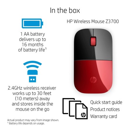 Mouse senza Fili HP V0L82AAABB Rosso Nero/Rosso