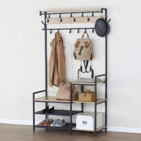Appendiabiti con ripiano Max Home Acciaio Melammina Truciolare Minimalista 102 x 180 x 40 cm