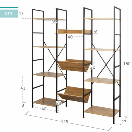 Scaffale Max Home Acciaio Melammina Truciolare 125 x 150 x 27 cm
