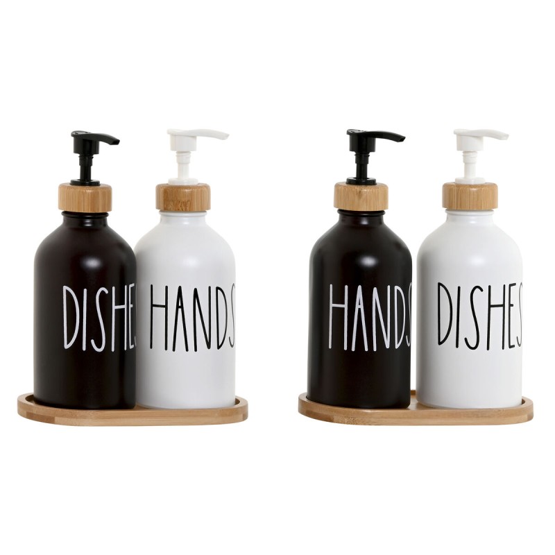 Dispenser di Sapone Home ESPRIT Bianco Nero Bambù Cristallo 350 ml 15,5 x 8 x 19 cm (2 Unità) Dispenser di Sapone Home ESPRIT Bianco Nero Bambù Cristallo 350 ml 15,5 x 8 x 19 cm (2 Unità)
