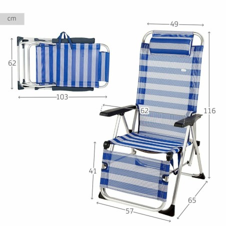 Lettino reclinabile Aktive Azzurro Bianco 149 x 49 x 78 cm textilene Alluminio