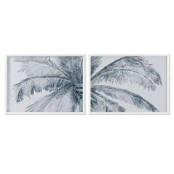 Quadro Home ESPRIT Azzurro Bianco Palme Mediterraneo 80 x 2 x 60 cm (2 Unità)