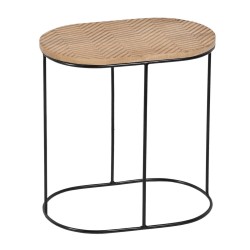 Tavolo aggiuntivo 60 x 39,5 x 60 cm Naturale Nero Metallo Legno (2 Unità)