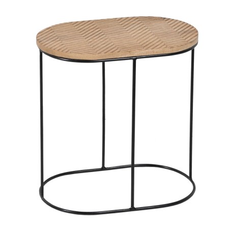 Tavolo aggiuntivo 60 x 39,5 x 60 cm Naturale Nero Metallo Legno (2 Unità)
