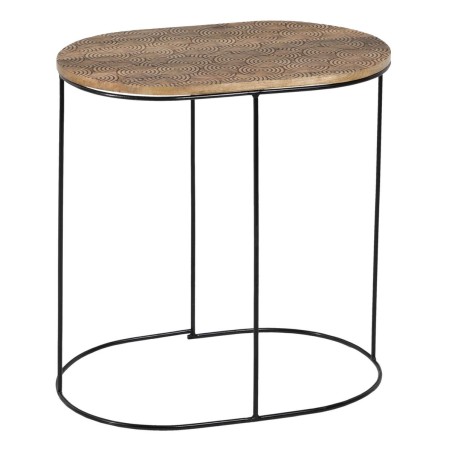 Tavolo aggiuntivo 60 x 39,5 x 60 cm Naturale Nero Metallo Legno (2 Unità)
