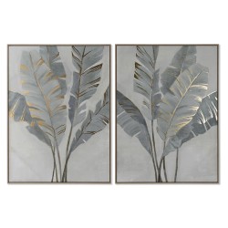 Quadro Home ESPRIT Palme Dorato Tropicale 90 x 4 x 120 cm (2 Unità)