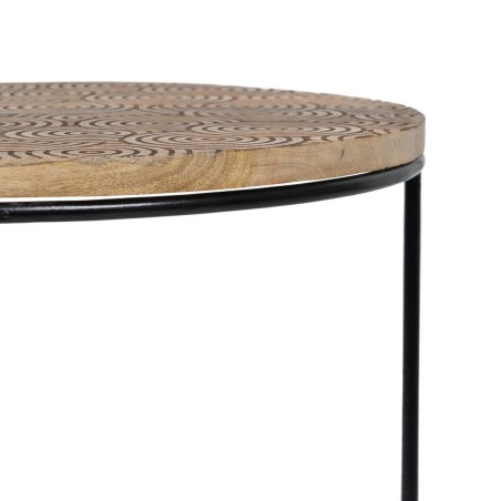 Tavolo aggiuntivo 60 x 39,5 x 60 cm Naturale Nero Metallo Legno (2 Unità)