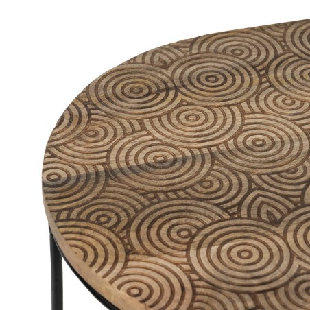 Tavolo aggiuntivo 60 x 39,5 x 60 cm Naturale Nero Metallo Legno (2 Unità)