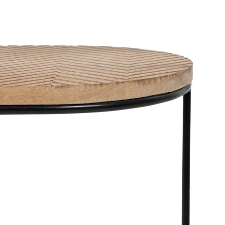 Tavolo aggiuntivo 60 x 39,5 x 60 cm Naturale Nero Metallo Legno (2 Unità)