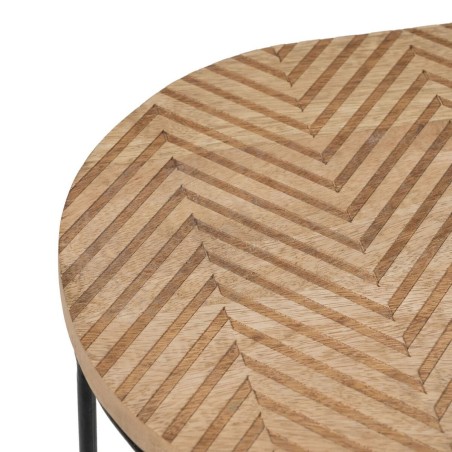Tavolo aggiuntivo 60 x 39,5 x 60 cm Naturale Nero Metallo Legno (2 Unità)