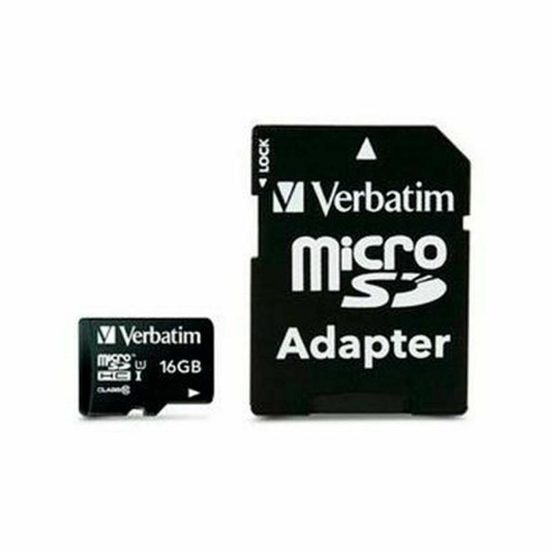 Scheda Di Memoria Micro SD con Adattatore Verbatim Nero 16 GB Scheda Di Memoria Micro SD con Adattatore Verbatim Nero 16 GB