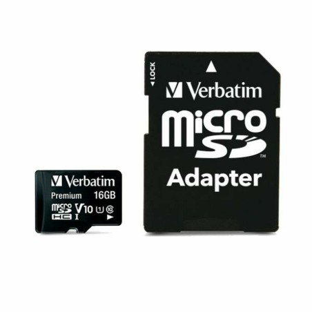 Scheda Di Memoria Micro SD con Adattatore Verbatim Nero 16 GB