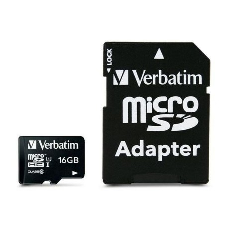 Scheda Di Memoria Micro SD con Adattatore Verbatim Nero 16 GB