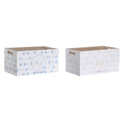 Scatola portaoggetti DKD Home Decor Azzurro Rosa Legno MDF 36 x 21 x 18 cm (2 Unità)