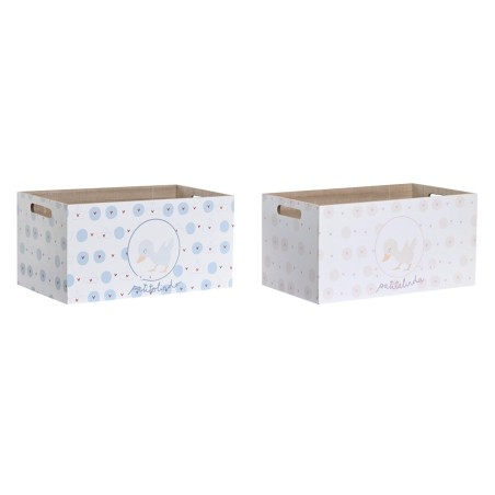 Scatola portaoggetti DKD Home Decor Azzurro Rosa Legno MDF 36 x 21 x 18 cm (2 Unità)