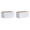 Scatola portaoggetti DKD Home Decor Azzurro Rosa Legno MDF 36 x 21 x 18 cm (2 Unità)