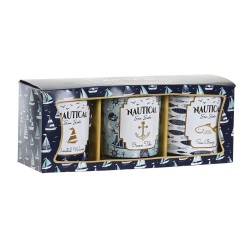 Candela DKD Home Decor Azzurro Cera Cristallo 17 x 5 x 6 cm (3 Unità)