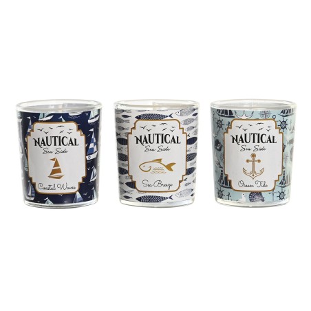 Candela DKD Home Decor Azzurro Cera Cristallo 17 x 5 x 6 cm (3 Unità)