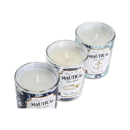 Candela DKD Home Decor Azzurro Cera Cristallo 17 x 5 x 6 cm (3 Unità)