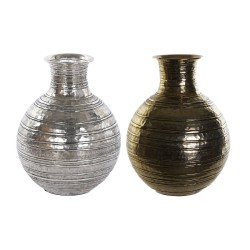 Vaso DKD Home Decor Dorato Argentato Alluminio Moderno Finitura invecchiata 38 x 38 x 50 cm (2 Unità)